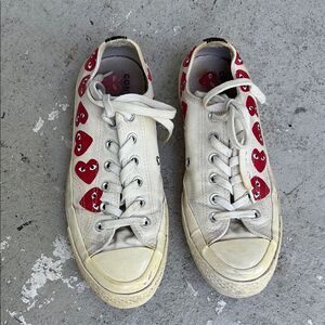 Converse Comme des Garçons multi heart low tops